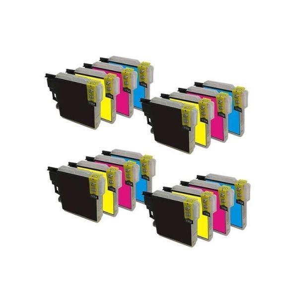 16 x Tinta Brother LC1100BK LC1100C LC1100M LC1100Y LC980BK LC980C LC980M LC980Y