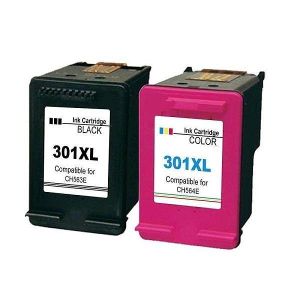 2 CARTUCHOS HP REMANUFACTURADOS 301 XL NEGRO Y COLOR TRICOLOR CH563EE CH564EE
