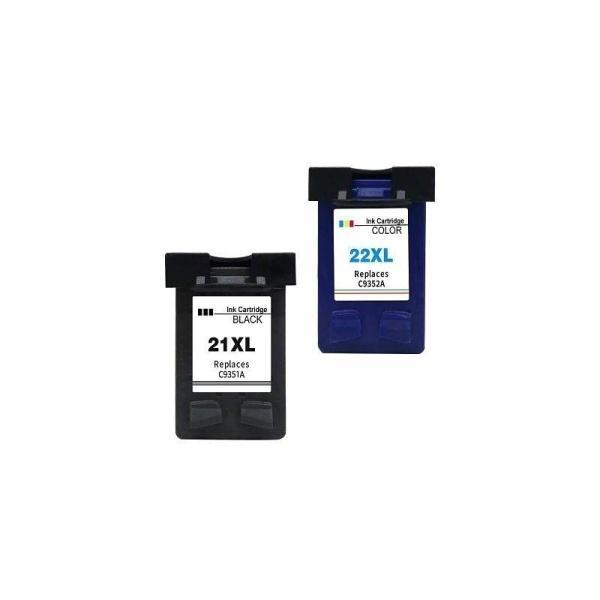 HP 21 NEGRO & HP 22 COLOR TRICOLOR XL C9351 C9352 Deskjet Officejet -REMANUFACTURADO