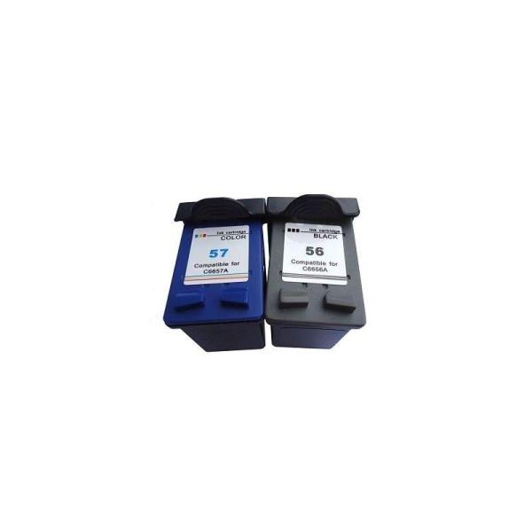 Pack de cartuchos de tinta compatible HP 56 C6656 + HP 57 C6657 remanufacturado