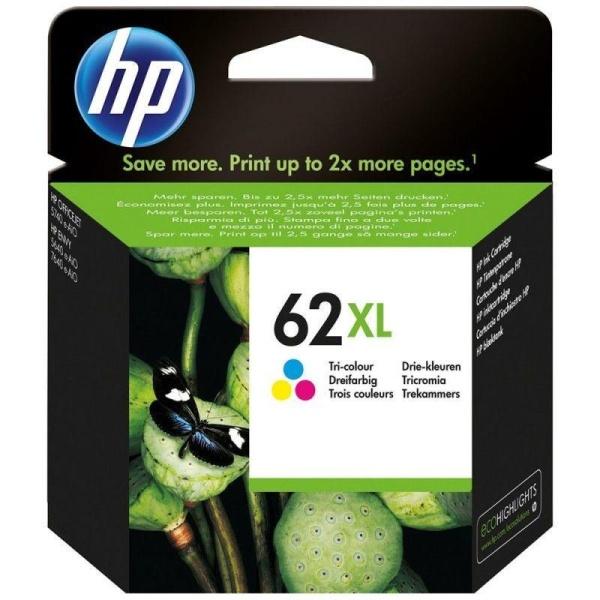 Cartucho de tinta original HP 62XL de alta capacidad tricolor C2P07AE