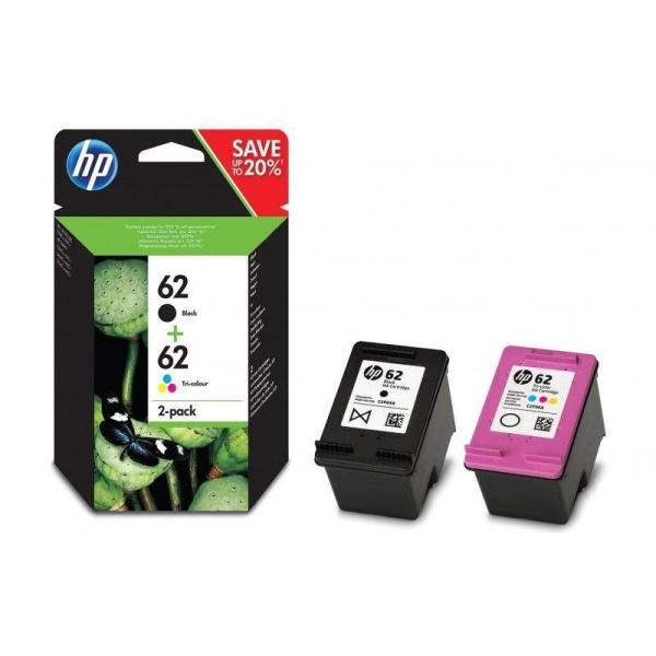Pack de ahorro de 2 cartuchos de tinta original HP 62 negro/tricolor N9J71AE