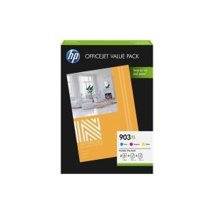 Pack de ahorro HP 903XL (cian , magenta, amarillo) + papel A4 1CC20AE