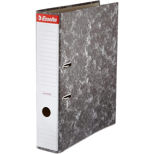 20 Esselte Archivador de Palanca Formato Folio - Lomo 75mm - Capacidad para 500 Hojas - Color Negro Jaspeado