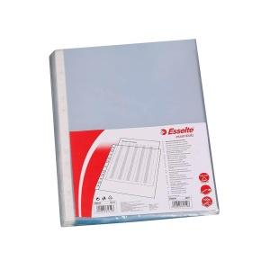 Esselte Pack de 100 Fundas Multitaladro Portadocumentos - Formato Folio - 16 Taladros - 80 Micras - Piel de Naranja - Color Transparente - 46134