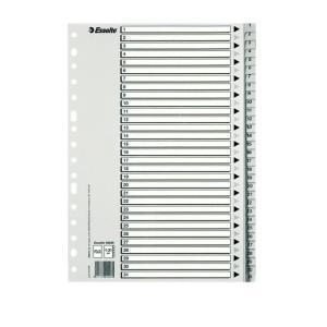 Esselte Bolsa 25 Indices Numericos Plastico - Pestañas 1 al 31 Folio - Gris - 49208