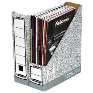 10 Fellowes Bankers Box Revistero A4 80mm - Montaje Manual - Carton Reciclado Certificacion FSC - Color Gris