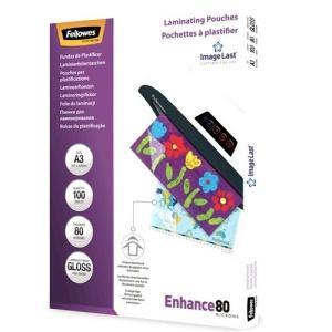 Fellowes Pack 100 Fundas Plastificar Brillo A3 - 80 Micras -Transparente