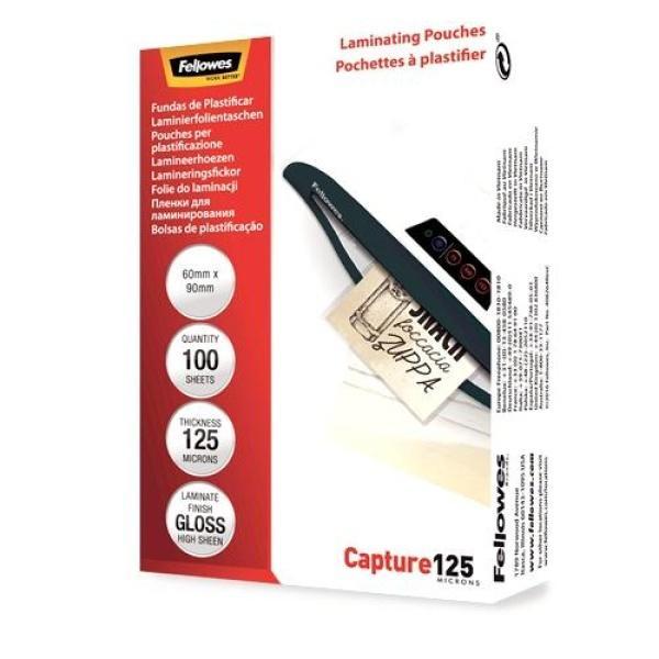 Fellowes Pack 100 Fundas Plastificar Brillo Tarjetas 60 x 90mm - Transparente