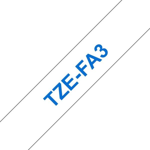 Compatible Brother TZeFA3 Cinta Textil de Etiquetas - azul sobre blanco - 12mm x 3