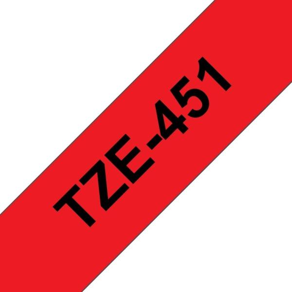 Compatible Brother TZe451 Cinta Laminada de Etiquetas - negro sobre rojo - 24mm x 8