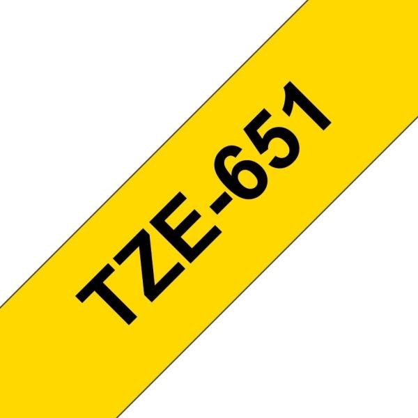 Compatible Brother TZe651 Cinta Laminada  de Etiquetas -  negro sobre amarillo -  24mm x 8