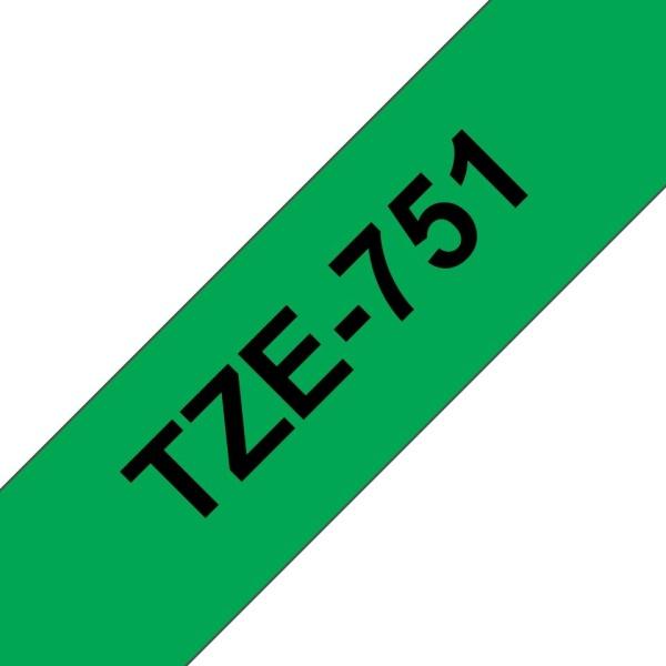 Compatible Brother TZe751 Cinta Laminada  de Etiquetas -  negro sobre verde -  24mm x 8