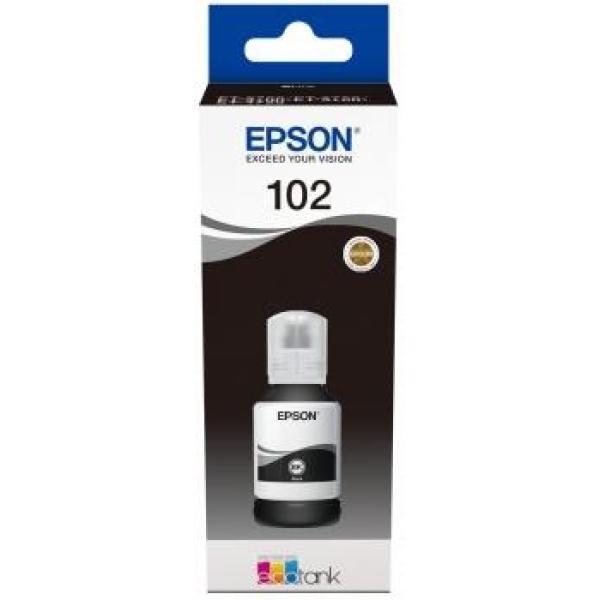 Original Epson 102 Negro - Botella de Tinta Pigmentada C13T03R140