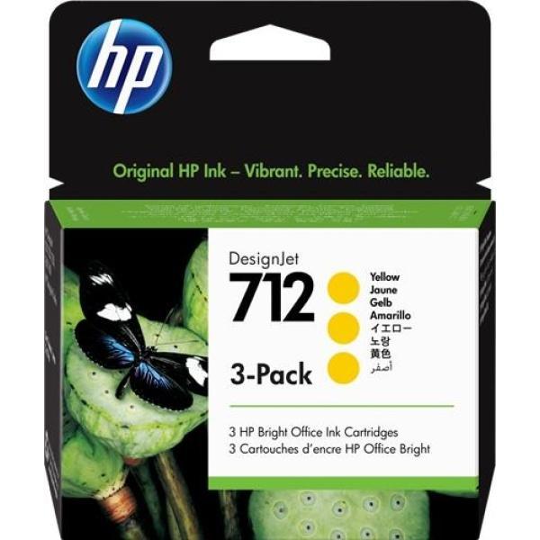 Original HP 712 Amarillo Pack de 3 Cartuchos de Tinta Originales - 3ED79A