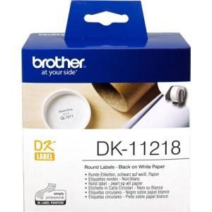 Original Brother DK11218 - Etiquetas Circulares - 24 mm de Diametro - 1000 Unidades - negro sobre  blanco