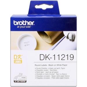 Original Brother DK11219 - Etiquetas Circulares - 12 mm de Diametro - 1200 Unidades - negro sobre  blanco