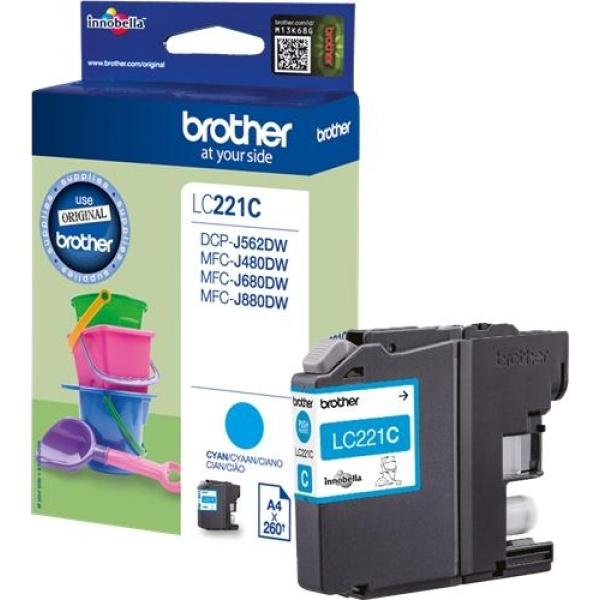 Original Brother LC221 Cyan Cartucho de Tinta - LC221CBP