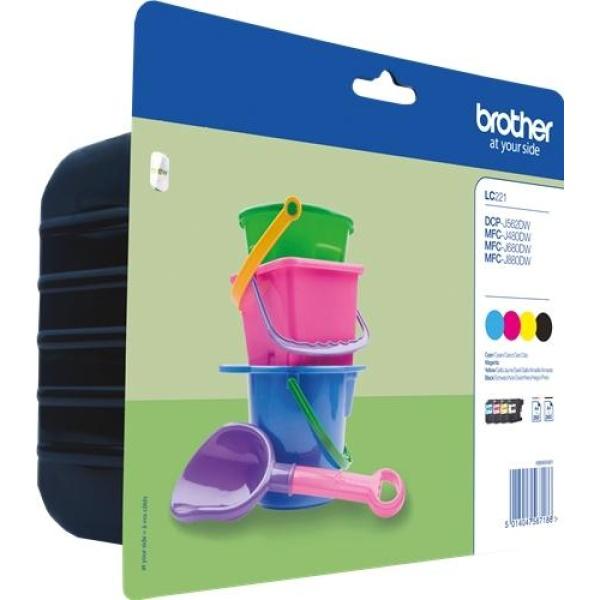 Original Brother LC221 Pack de 4 Cartuchos de Tinta Originales - LC221VALBP