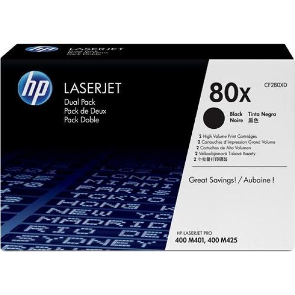 Original HP CF280X Negro Pack de 2 Cartuchos de Toner Originales - 80X