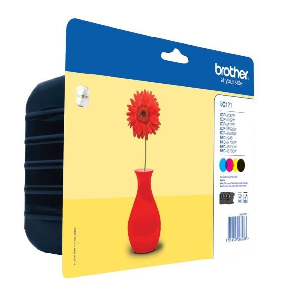 Original Brother LC121 Pack de 4 Cartuchos de Tinta Originales - LC121VALBP