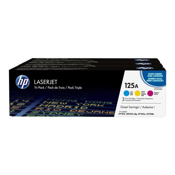 Original HP CB541A/CB542A/CB543A Pack de 3 Cartuchos de Toner Originales - 125A