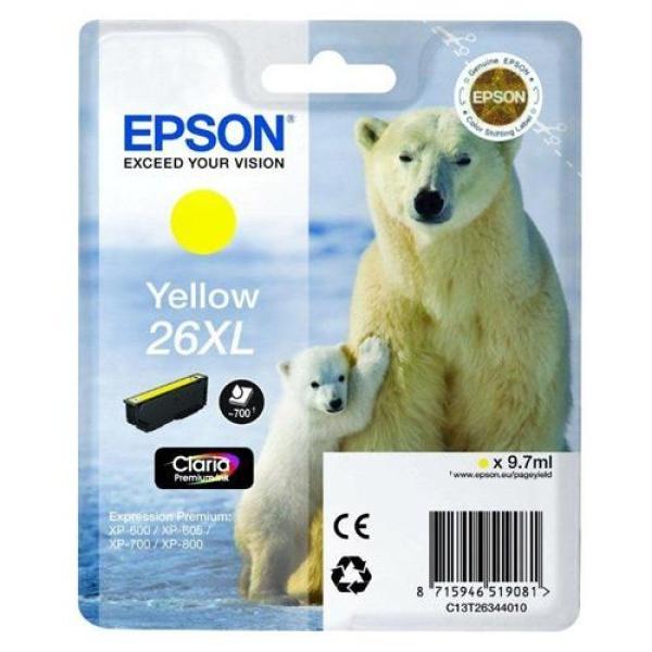 Original Epson T2634 (26XL) Amarillo Cartucho de Tinta - C13T26344012