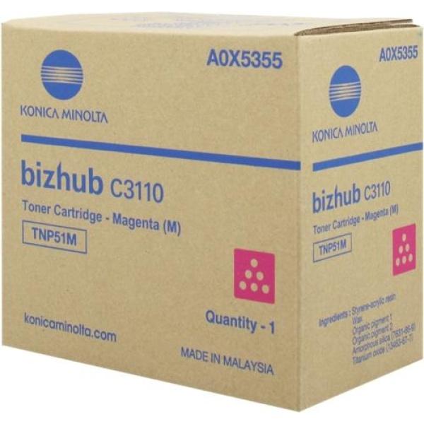 Original Konica Minolta Bizhub C3110 Magenta Cartucho de Toner - A0X5355 TNP51M