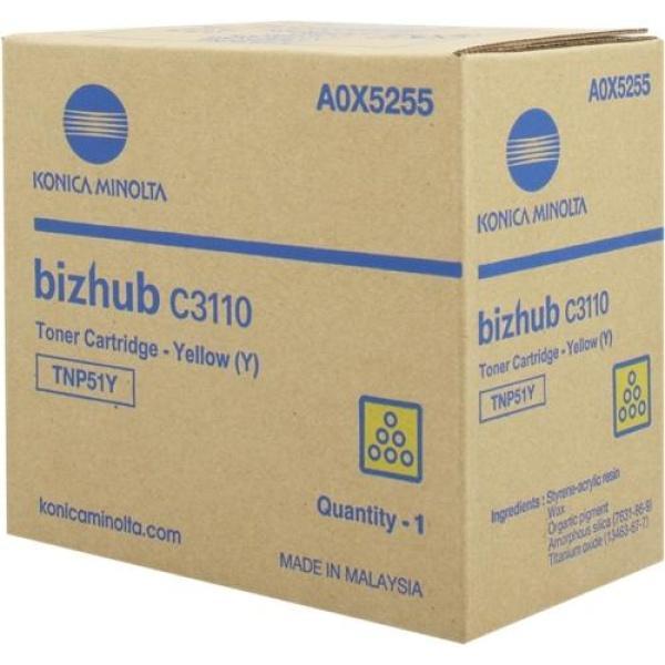 Original Konica Minolta Bizhub C3110 Amarillo Cartucho de Toner - A0X5255 TNP51Y