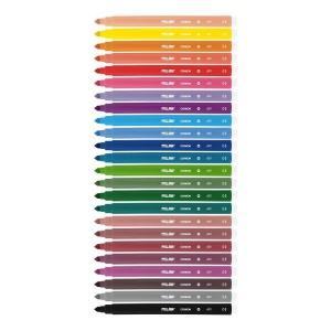 Milan Pack de 24 Rotuladores - Punta Conica 5mm - Tinta al Agua - Lavable - Colores Surtidos