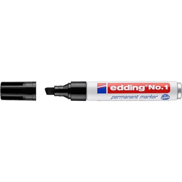 Edding N1 Rotulador Permanente - Punta Biselada - Trazo entre 1 y 5 mm. - Recargable - Secado Instantaneo - Color Negro