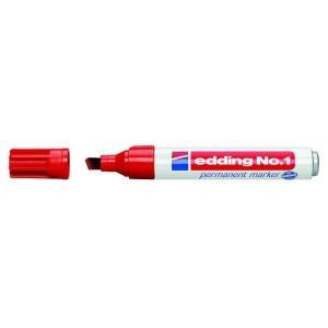 Edding N1 Rotulador Permanente - Punta Biselada - Trazo entre 1 y 5 mm. - Recargable - Secado Instantaneo - Color Rojo