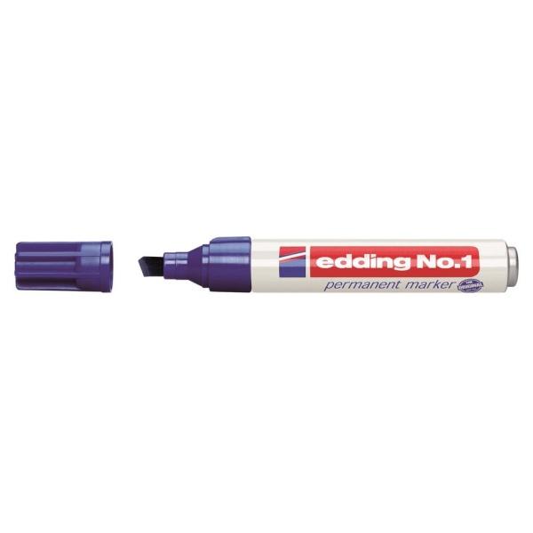 Edding N1 Rotulador Permanente - Punta Biselada - Trazo entre 1 y 5 mm. - Recargable - Secado Instantaneo - Color Azul
