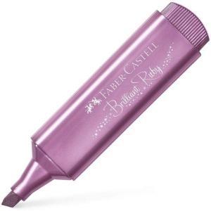 Faber-Castell  10 Rotuladores Marcador Fluorescente Textliner 46 - Punta Biselada - Trazo entre 1.2mm y 5mm - Tinta con Base de Agua - Color Rubi Metalico