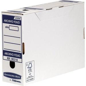 Fellowes Bankers Box  10 cajas de Archivo Automatico 100mm Folio - Montaje Automatico Fastfold - Carton Reciclado Certificacion FSC