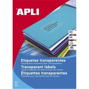Apli Etiquetas Permanentes Translucidas 210 x 297 mm - 20 Hojas - 01225