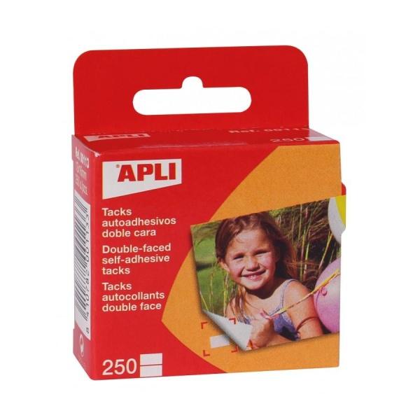 Apli Pack de 250 Tacks Autoadhesivos 12 x 16 mm - Adhesivo Doble Cara - 00113