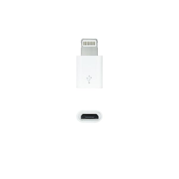 Nanocable Adaptador Lightning a Micro USB - Lightning/M-Micro B/H - Color Blanco