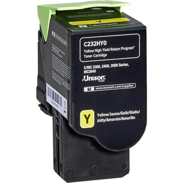 Original Lexmark C2325-C2425-C2535-MC2325-MC2425-MC2535-MC2640 Amarillo Cartucho de Toner - C232HY0