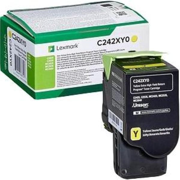 Original Lexmark C2425-C2535-MC2425-MC2535-MC2640 Amarillo Cartucho de Toner - C242XY0