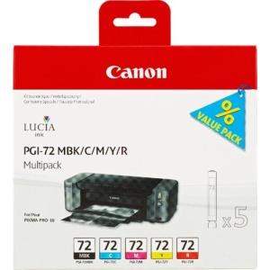 Original Canon PGI72 Pack de 5 Cartuchos de Tinta es - Negro Mate, Cyan, Magenta, Amarillo, Rojo - 6402B009