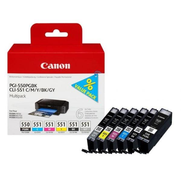 Original Canon PGI550/CLI551 Pack de 6 Cartuchos de Tinta es - 6496B005
