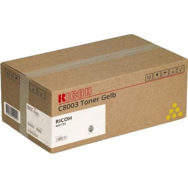 Original Ricoh Aficio MPC6503SP MPC8003SP IMC6500 IMC8000 Amarillo Cartucho de Toner - 842193 C8003Y