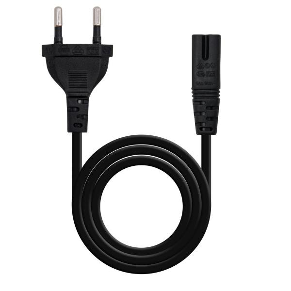 Nanocable Cable de Alimentacion Forma 8 CEE7 16 Macho a C7 Hembra 1.50m - Color Negro
