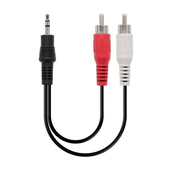 Nanocable Cable Audio Estereo Jack 3.5mm Macho a 2x RCA Macho 0.30m - Color Negro