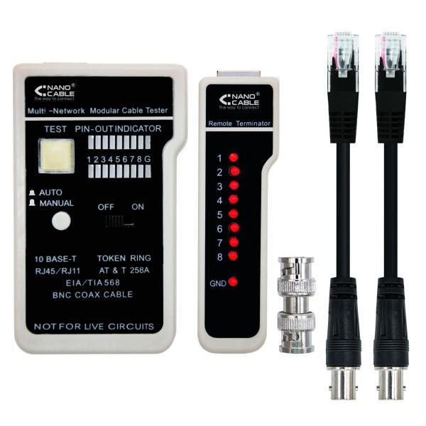 Nanocable Testeador para Cable RJ11 RJ12 RJ45, Coaxial