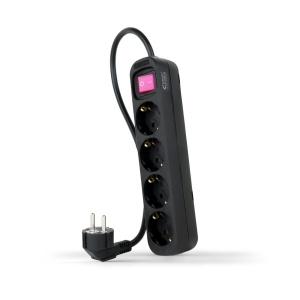 Nanocable Regleta de Proteccion con 4 Shuckos - Cable de 1.40m - Interruptor On Off - Color Negro