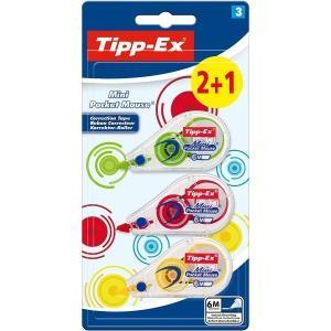 Tipp-Ex Mini Pocket Mouse Fashion 2+1 Pack de 3 Cintas Correctoras 5mm x 6m - Resistente - Escritura Instantanea