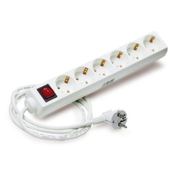Regleta Alimentacion - 6 Tomas Schuko - Interruptor On/Off - Cable de 1.50m