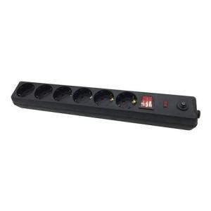 Regleta Alimentacion - 6 Tomas Schuko - Interruptor On/Off - Proteccion de Sobrecarga - Cable de 1.50m